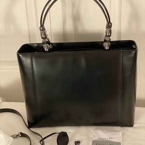 Authentic DIOR Black leather Malice tote